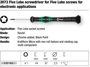 2073 Five Lobe screwdriver for Five Lobe screws for