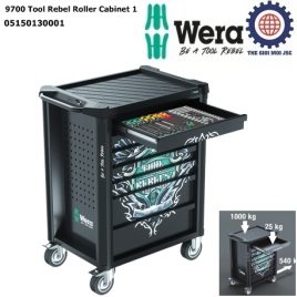 Tủ đồ nghề dụng cụ Wera 05150130001 9700 Tool Rebel Roller Cabinet 1 gồm 7 ngăn 78 chi tiết dùng cho Workshop
