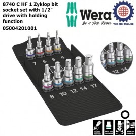 8740 C HF 1 Zyklop bit socket set with 1/2″ drive with holding function WERA 05004201001