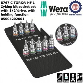 Bộ đầu tuýp vít hoa thị 1/2″ Zyklop 8767 C TORX® HF 1 (9 cái) với chức năng giữ Wera 05004202001