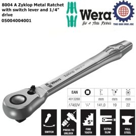 Cần siết tròng cóc 8004 A Zyklop Metal với cần gạt đầu ¼” Wera 05004004001