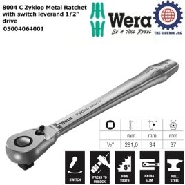 Cần siết tròng cóc 8004 C Zyklop Metal với cần gạt đầu ½” Wera 05004064001