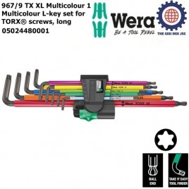 Bộ lục giác hoa thị dài nhiều màu sắc (không lỗ) 9 cái  967/9 TX XL Multicolour 1 Wera 05024480001