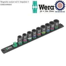 Bộ tuýp Wera 05005490001 1/2″ Magnetic socket rail C Impaktor 1 gồm 9 cái