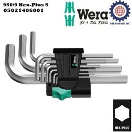 Bộ khóa lục giác ngắn Wera 05021406001 950/9 Hex-Plus 5 L-key metric chrome-plated gồm 9 cái