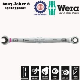 Cờ lê tròng cóc 6007 Joker 8mm dài 180mm ring ratchet spanner long design Wera 05020350001