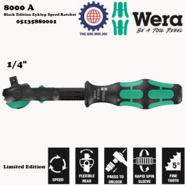 Tay vặn tròng cóc phiên bản giới hạn màu đen Wera 8000 A Black Edition Zyklop Speed Ratchet 1/4″ Wera 05135880001